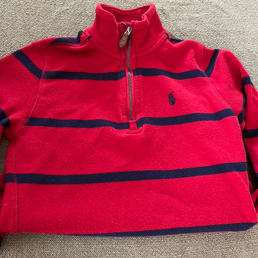 Polo Ralph Lauren Long Sleeve Pullover Unisex 6 Red and Blue Striped!
